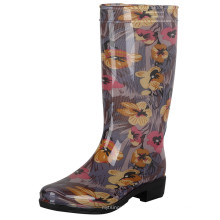 Hot sell 100% waterproof with pattern printing PVC rain boots for women